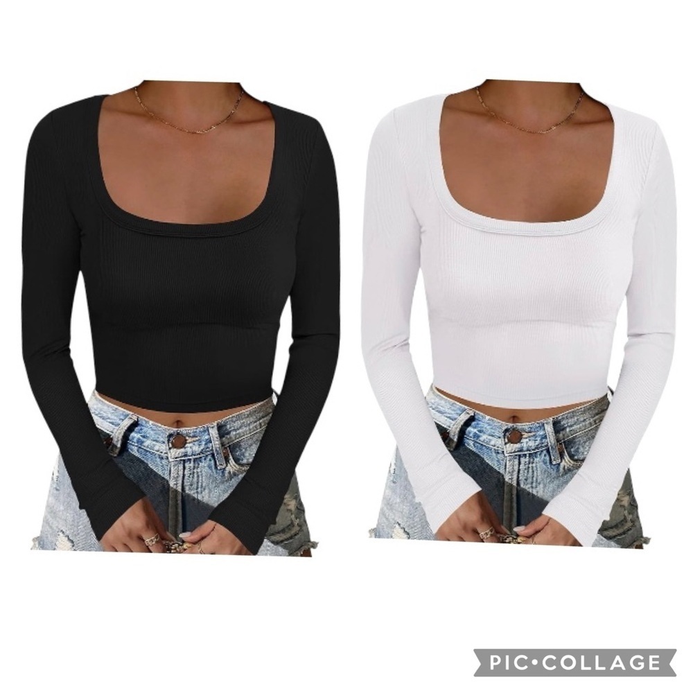 NWT-OQQ-TWO RIBBED LONG SLEEVE TOPS